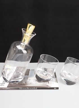 美式倾斜玻璃酒具摆件样板房售楼部卧室书房客厅桌面玄关软装饰品