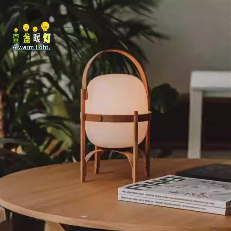 北欧日式中古实木客厅落地灯卧室床头书房展厅手提篮子侘寂风台灯,家装灯饰光源,装饰台灯,淘宝优惠券,粉丝福利购,淘宝优惠卷