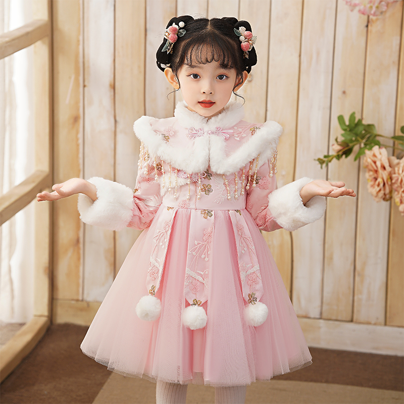 公主裙女童秋冬款女宝宝新年衣服儿童连衣裙汉服冬季裙子拜年服冬