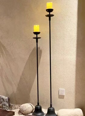 中古侘寂风蜡烛台l摆件室内客厅卧室落地灯座怀旧复古艺术氛围装