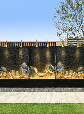 假山流水喷泉别墅花园庭院户外鱼池装饰造景观水幕墙屏风隔断摆件