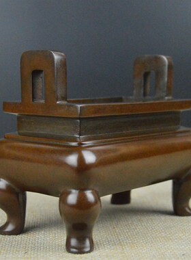 苏工铜香炉四方铜鼎香炉名家玉龙B居士仿古宣德炉铜家用供佛铜香