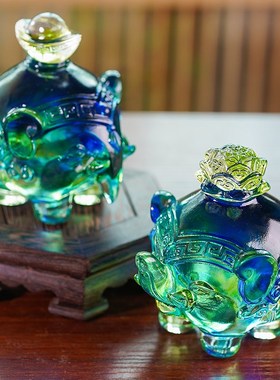 古法琉璃太平有象大象摆件一对招财新中式家居客厅桌面乔迁礼物