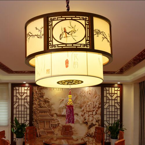 新中式实木吊灯仿古餐厅客厅卧室灯酒店茶楼包房复古简约中国风灯