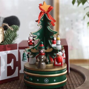 圣诞用品木质g旋转音乐铃创意圣诞礼物圣诞树摆件圣诞节装饰