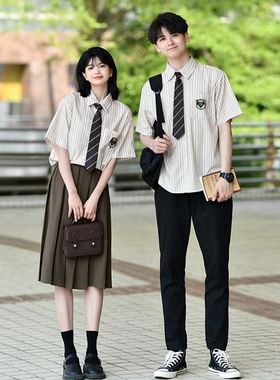 班服学院风高中生毕业照演出套装夏季2023新款韩版学生衬衣宽松潮