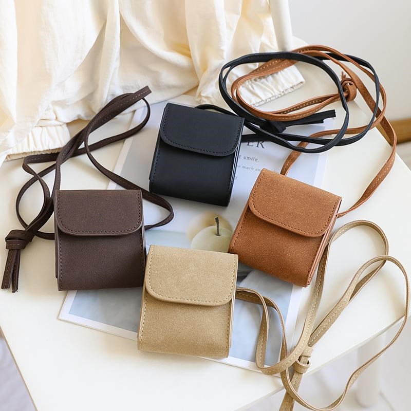 日系可爱迷你零钱包女质感磨砂软皮逛街小方包小众单肩斜挎腰包潮