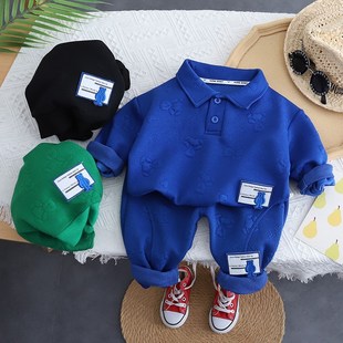 宝宝春装男童分体1周岁6一8六7十5九9七10个月婴儿V衣服男孩套装