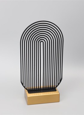 现代简约金属黑色屏风摆件样板房售楼部卧室书房客厅桌面玄关饰品