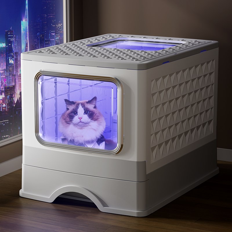 猫砂盆全封闭式超大号抽屉式猫厕所隔臭防带砂笼子幼猫屎盆防外溅