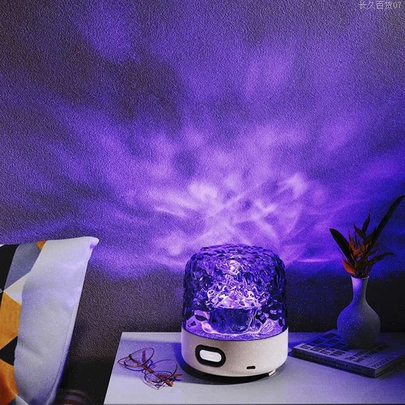 蓝牙音箱水波纹浪漫氛围灯梦幻小夜灯动态台灯卧室床头投影小直发