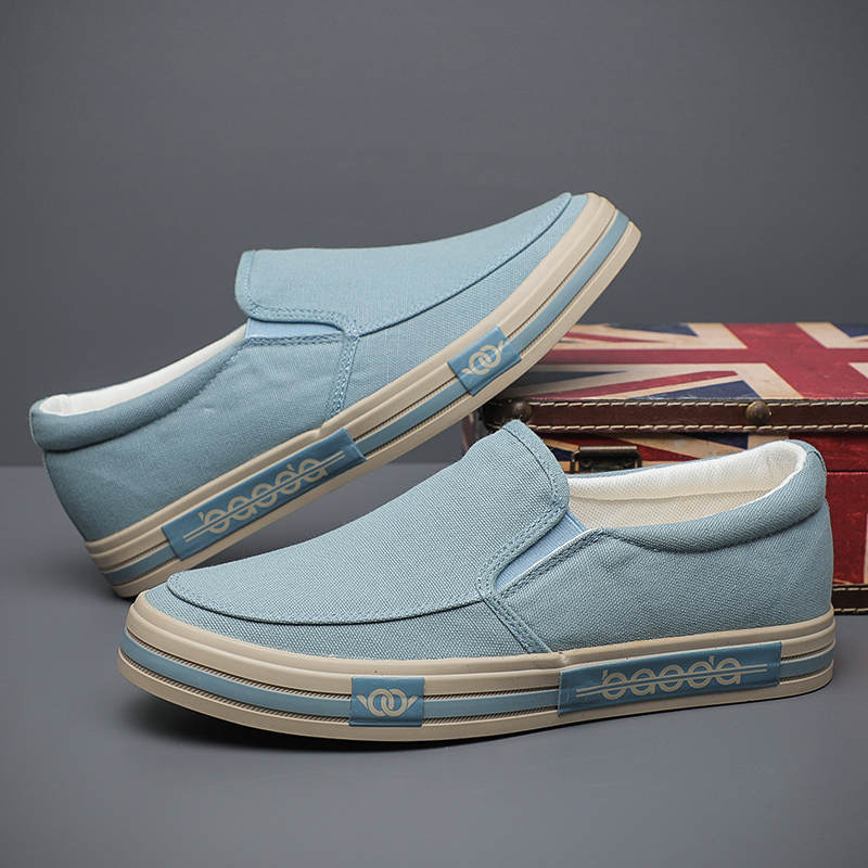 帆布鞋男鞋休闲鞋秋季新款男士低帮套脚一脚蹬懒人透气百搭板鞋子
