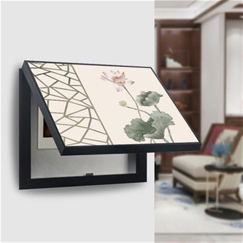 可推拉电表箱装饰画新中式薄款免打孔配电箱遮挡电闸开关花鸟挂画