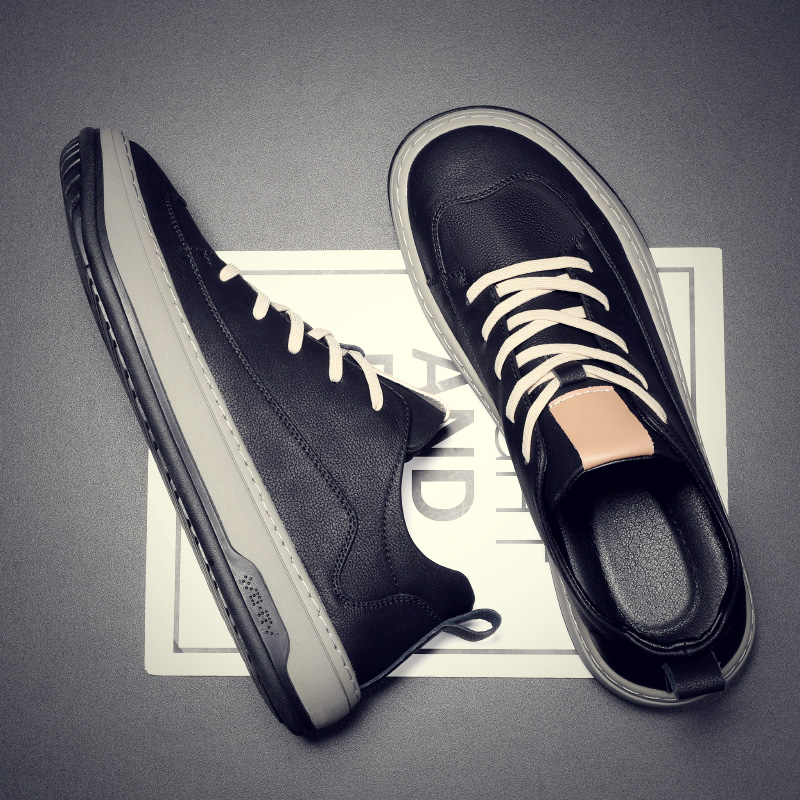 男鞋2025秋冬季新款潮百搭休闲真皮鞋子男款运动黑色时尚男士板鞋