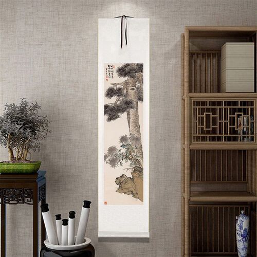 陈半丁花卉四条屏已装裱卷轴挂画客厅背景墙O装饰画学校办公室壁