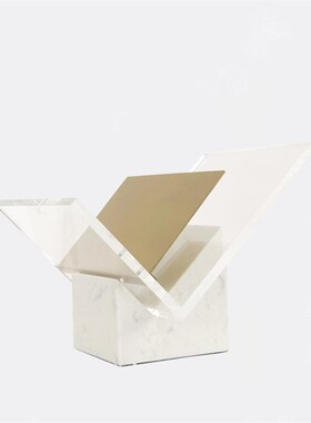 创意现代简约大理石亚克力书架书档夹摆件样板房售楼处软装饰品