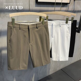 帅气修身 英伦绅士短裤 休闲小西裤 百搭男士 子潮 LUUD 免烫中裤 法式