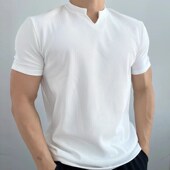 男小V领速干正肩T恤显肌肉运动健身半袖 大码 300斤肌理感冰丝短袖