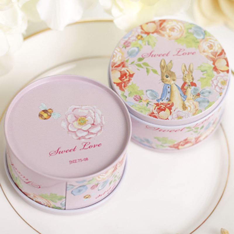 2021新款韩式小清新圆形喜糖盒结婚糖果礼盒婚礼乔迁森系蓝色铁盒