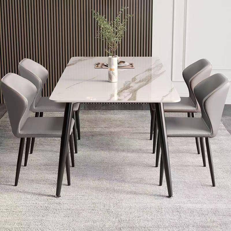 岩板餐桌椅组合轻奢意式简约现代长方形家用小户型餐厅吃饭桌子