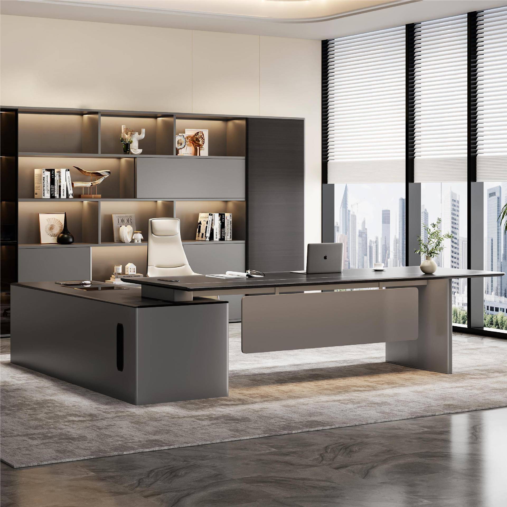 轻奢老板桌办公桌椅组合简约现代高档家用电脑桌书房书桌意式极简