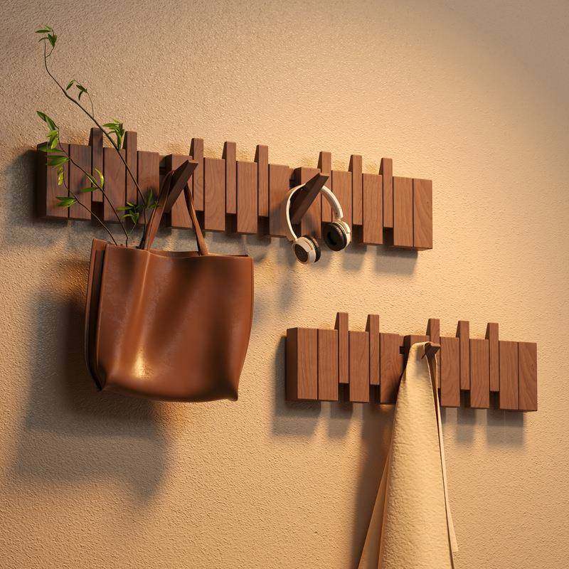 钢琴键挂衣钩进门口入户玄关挂衣架壁挂墙上实木衣服帽挂钩免打孔