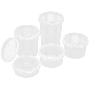 一次性外卖甜品打包盒带锁扣圆形密封烧仙草冰粉碗汤杯防偷吃粥桶