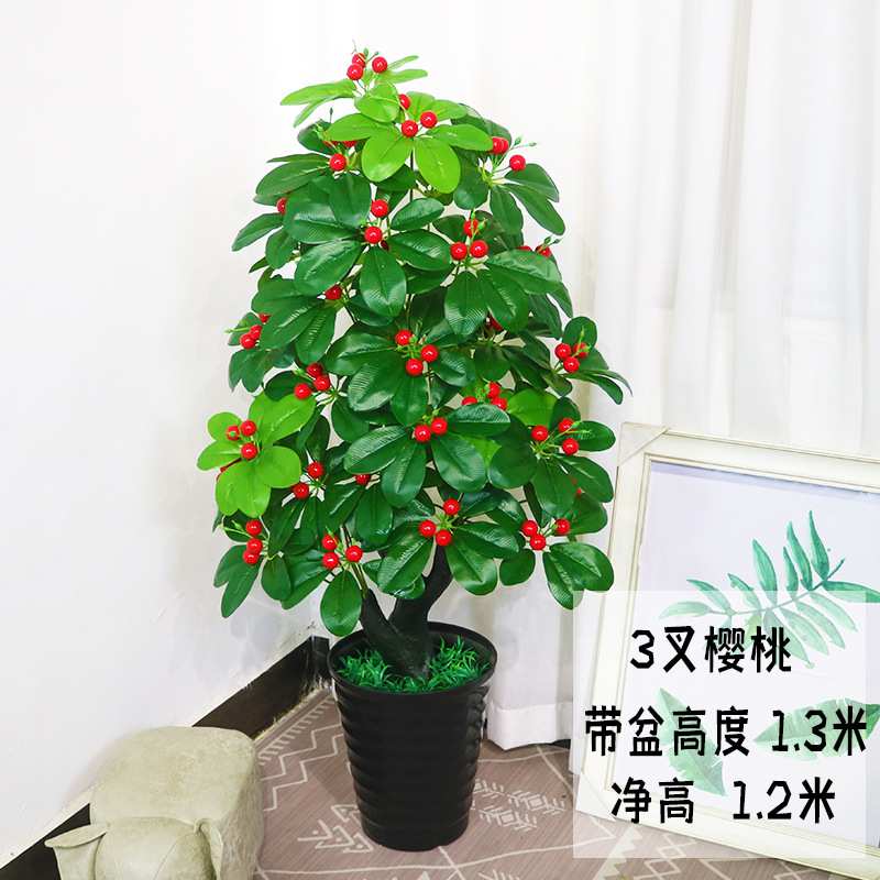 假树植物樱桃树橘子树室内落地盆栽客厅装饰摆设塑料植物盆景