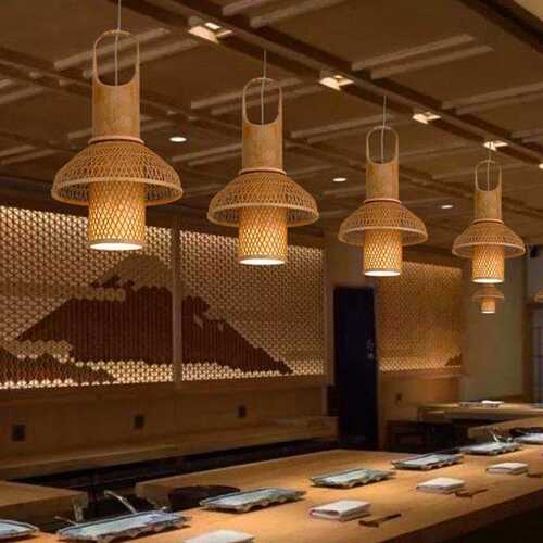 新中式禅意吊灯茶室餐厅日式料理店灯创意个性吧台竹筒吊灯带射灯
