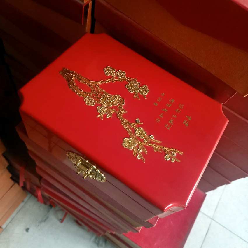 山西漆器八角木盒 贴金彩绘堆漆工艺收纳盒 推光漆器情人节首饰盒