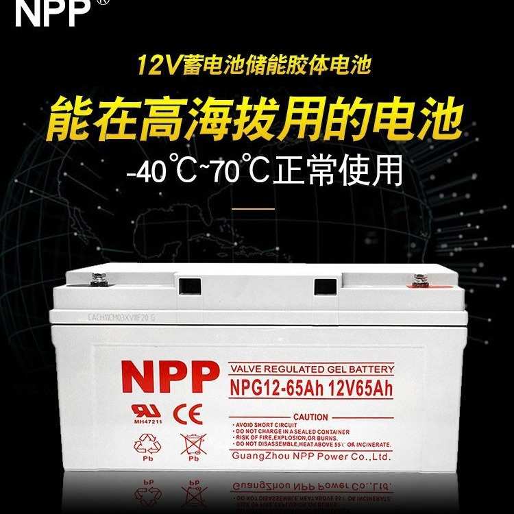 NPP耐普蓄电池免维护胶体蓄电池12V65AH机房直流屏/通信电源配套