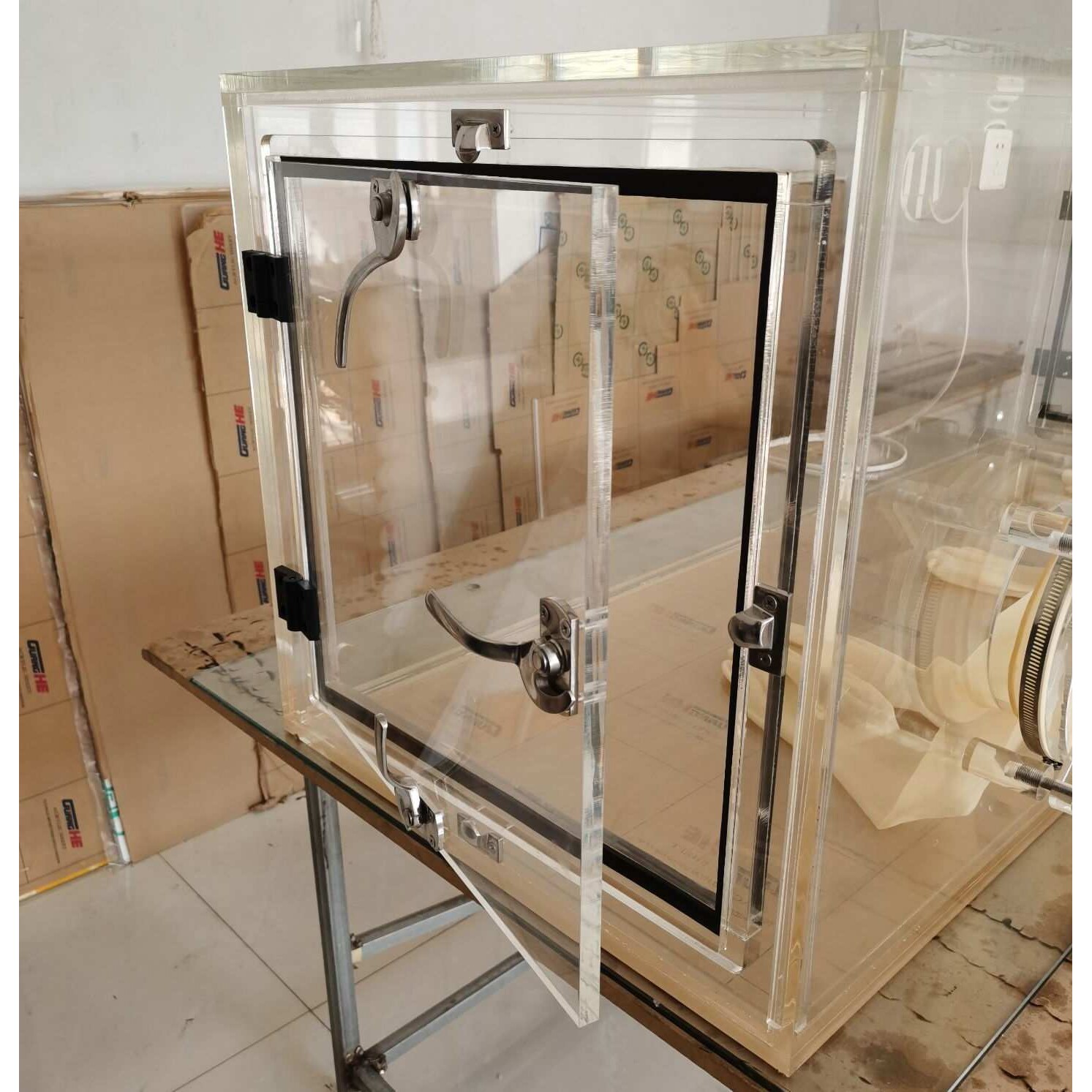 有机玻璃手套箱 亚克力密封箱真空箱 透明手套箱操作箱定 制加工