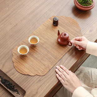 复古大漆竹编茶席防水户外竹席长款一人干泡小尺寸竹帘垫子新中式