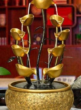 轻奢开业礼物办公室风水轮招财流水喷泉摆件吧台桌面循环水装饰