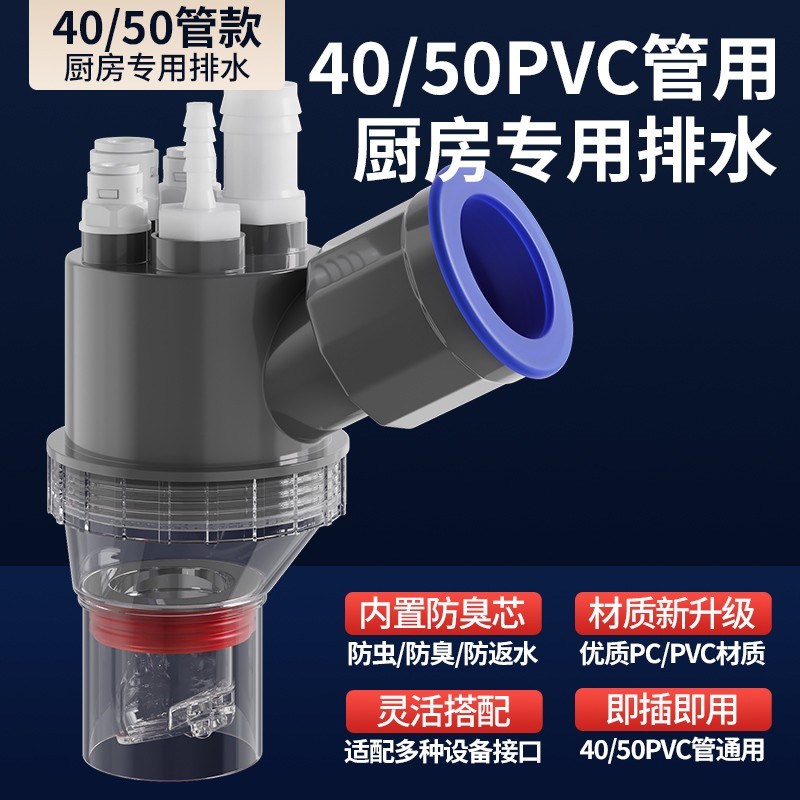 厨房下水管三通排水管防臭多功能前置过滤器洗碗机净水器接头神器