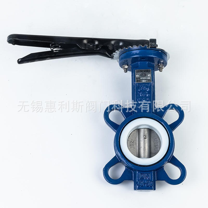 304不锈钢气动对夹蝶阀 vD71FP-16Q四氟套304板蝶阀