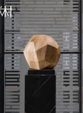 创意多边形木质工艺品酒店售楼处样板房玄关装饰摆件几何艺术摆放