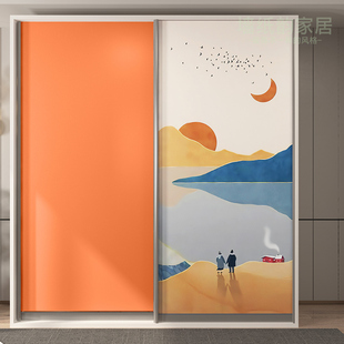 旧衣柜贴纸改造翻新自粘门贴卫生间推拉门贴膜移门玻璃门墙纸壁纸