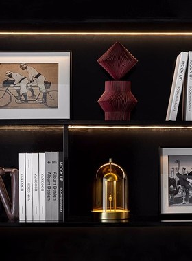 简约现代轻奢样板间书房书柜软装饰品F售楼处层架电视柜装饰画摆