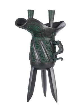 纯铜爵杯工艺品办公室客厅装饰品摆件仿古中式酒杯礼品铜制品摆件