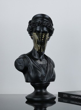 现代简约树脂镂空面罩人样板房客厅书房售楼处桌面时尚轻装饰品