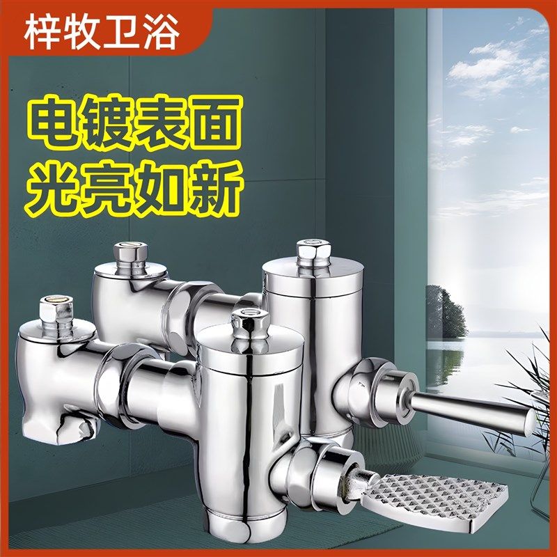 脚踏式冲水阀蹲便器卧式手按式大便公厕卫生间蹲便器脚踩冲水开关