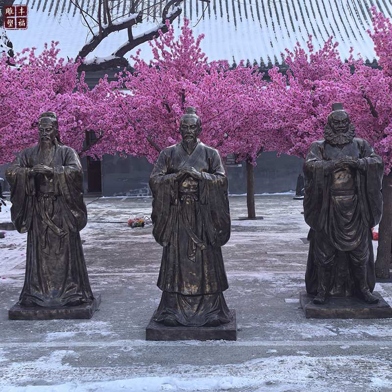 供应玻璃钢桃园三结义雕塑户外广场仿铜树脂古代人物装饰摆件