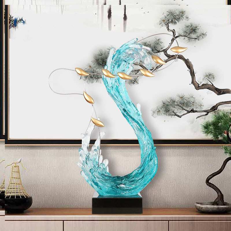 透明仿琉璃工艺品酒店家居装饰品雕塑摆件抽象树脂玄关艺术品摆饰