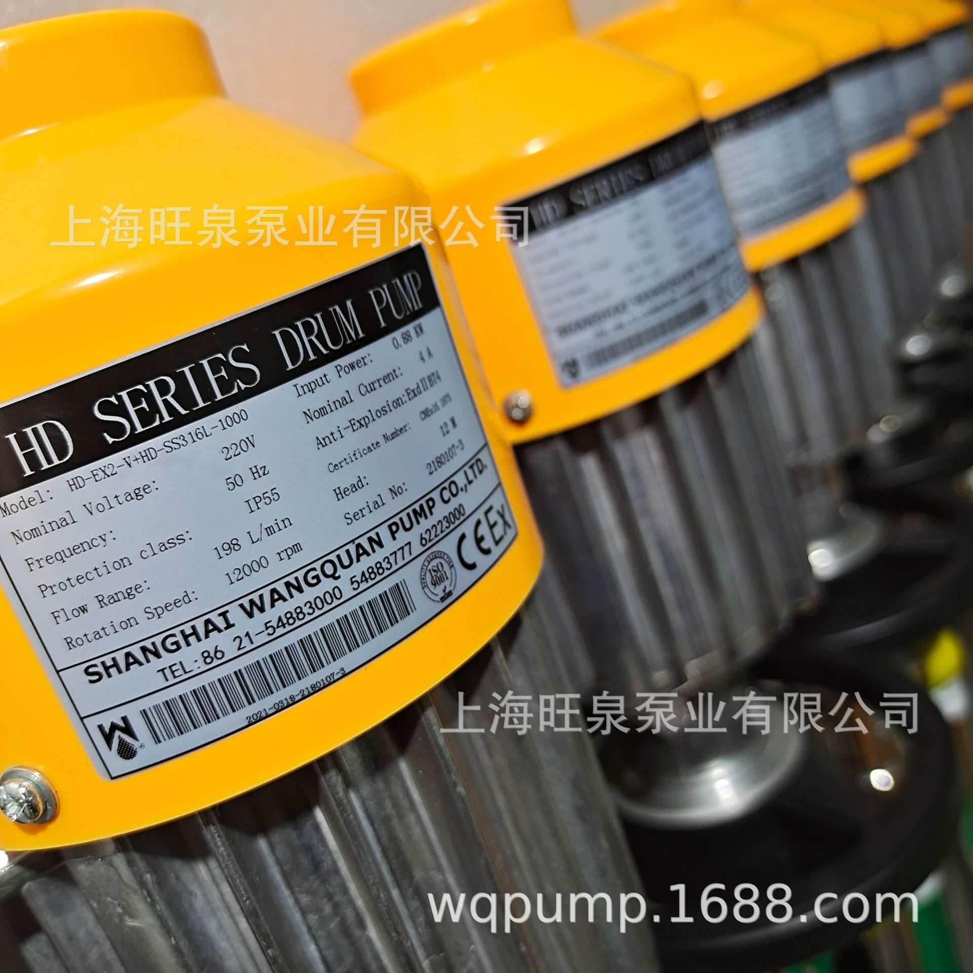 旺泉HD-EX2-V+SS316L-1000不锈钢防爆油桶泵、防爆电动抽液泵