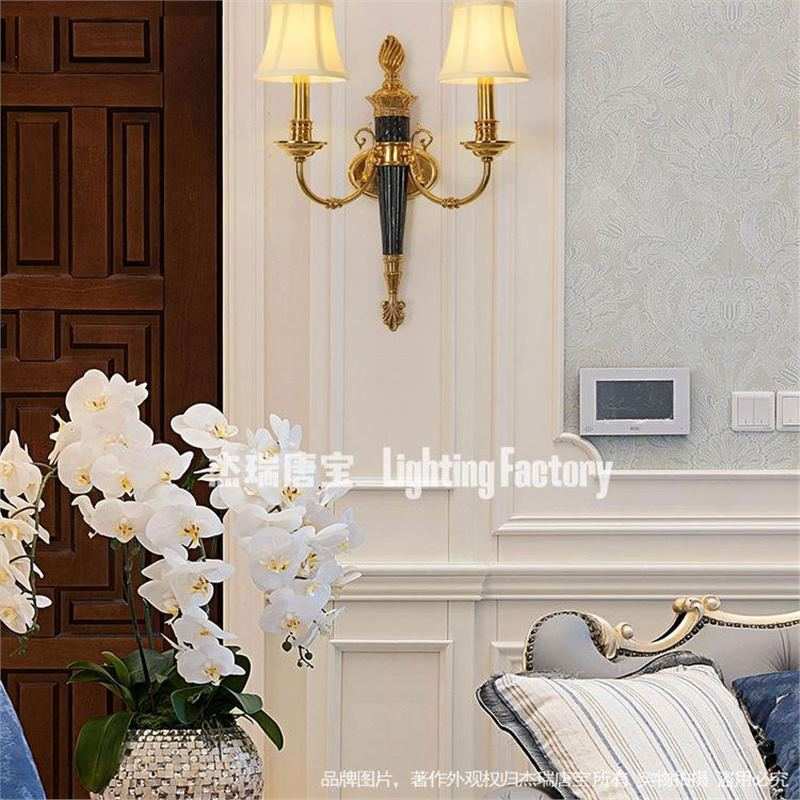 全铜欧式壁灯 法式卧室床头复古led别墅奢华客厅过走廊道电视墙