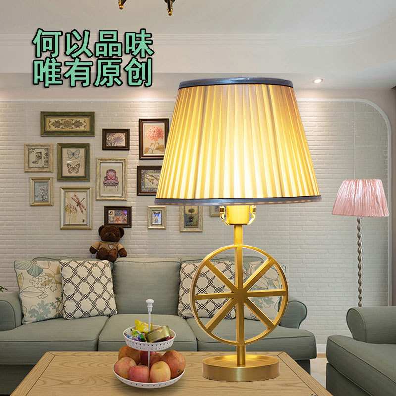 美式北欧新中式桌灯后现代装饰摆件工艺全铜台灯客厅卧室书房铜灯