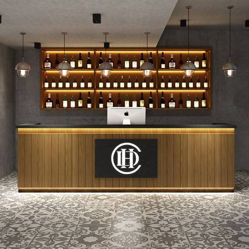 复古收银柜台吧台桌酒吧火锅烧烤店台球厅小型奶茶前台接待台转角