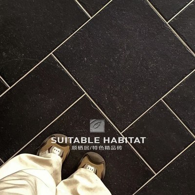 阳台露台庭院莱姆石瓷砖民宿黑色古堡砖复古侘寂风客厅仿古砖地砖