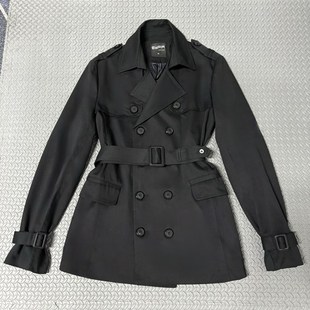 大衣韩系英伦风小个子外套黑色百搭女装 双排扣风衣女春秋季 中短款